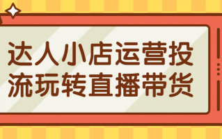 达人小店运营投流玩转直播带货