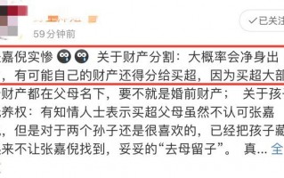 张嘉倪被曝将净身出户 富豪老公买超出轨转移财产