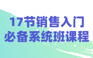 17节销售入门必备系统班课程（90销售系统课程）